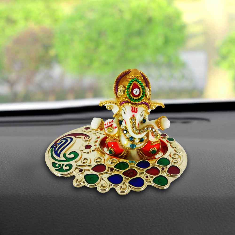 Multicolor Lord Ganesha Statue on Tray